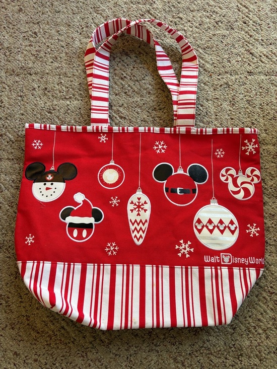Disney Other - Disney Red and White Holiday Mickey Ornament Tote